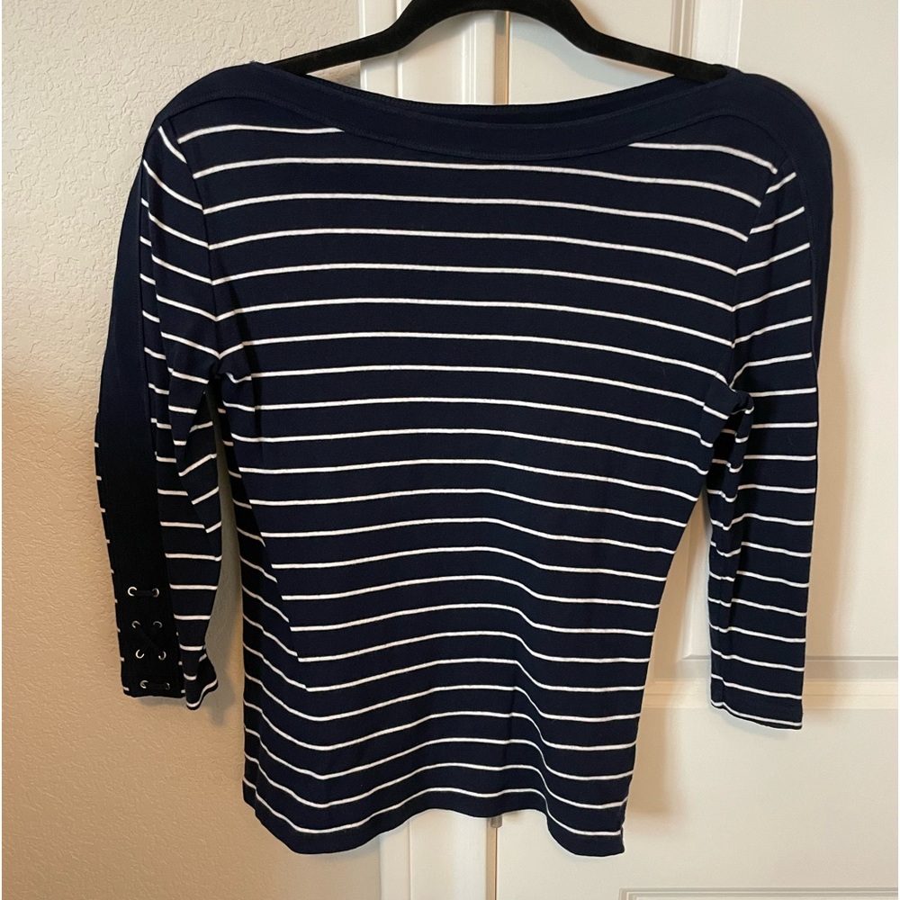 Chaps 3/4 Sleeve Top with Tie Detail Sleeves